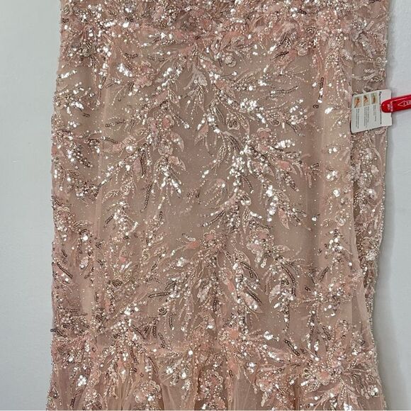 Mac Duggal 20559 Corset Bodice Floral Lace Embellished Gown, Pink, Plus Size 14 - Picture 14 of 15